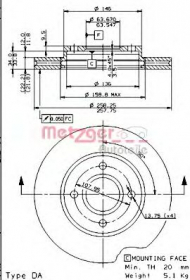 Тормозной диск METZGER 24760 E