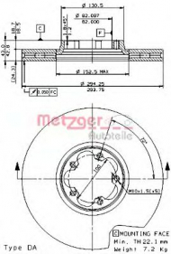 Тормозной диск METZGER 24806 E