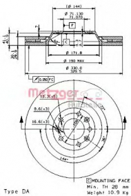 Тормозной диск METZGER 24877 E