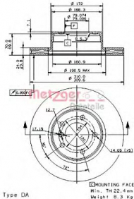 Тормозной диск METZGER 24888 V