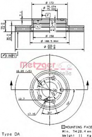 Тормозной диск METZGER 24896