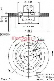 Тормозной диск METZGER 24914 V