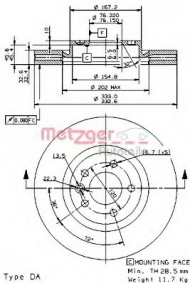 Тормозной диск METZGER 24917 E