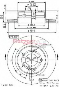 Тормозной диск METZGER 24942