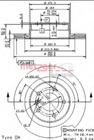 Тормозной диск METZGER 24968 V