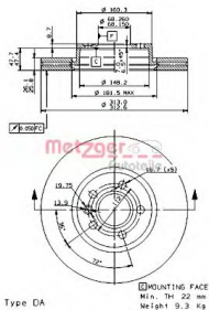 Тормозной диск METZGER 24969