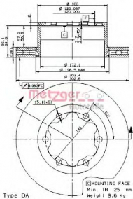Тормозной диск METZGER 25054 E