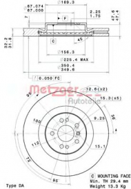 Тормозной диск METZGER 25065 V