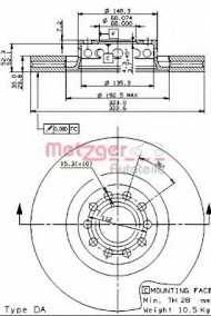 Тормозной диск METZGER 25073 V