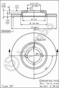 Тормозной диск BREMBO 08.3774.10