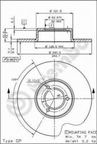 Тормозной диск BREMBO 08.3969.10