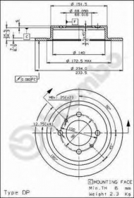 Тормозной диск BREMBO 08.6899.10