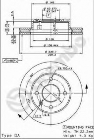 Тормозной диск BREMBO 09.4914.34