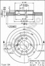 Тормозной диск BREMBO 09.6997.11