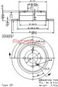 Тормозной диск METZGER 10111 E