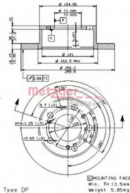 Тормозной диск METZGER 14075 E