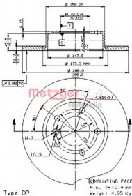 Тормозной диск METZGER 14306 E