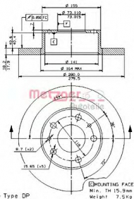 Тормозной диск METZGER 14537 E