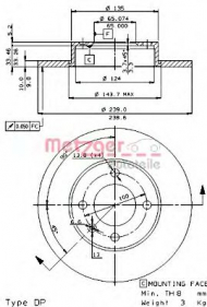 Тормозной диск METZGER 16400 E