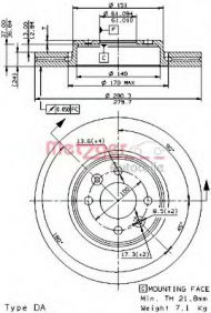 Тормозной диск METZGER 22126 V