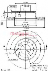 Тормозной диск METZGER 24535 E