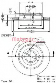 Тормозной диск METZGER 24596 E