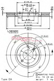 Тормозной диск METZGER 24649 E