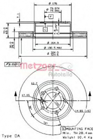 Тормозной диск METZGER 24885 V