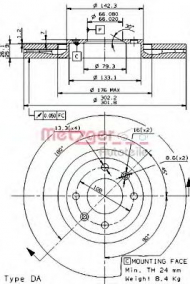Тормозной диск METZGER 24979 E