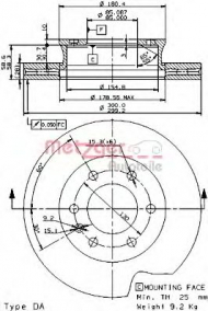Тормозной диск METZGER 25053 E