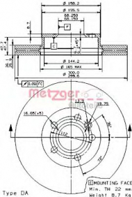 Тормозной диск METZGER 25071 V