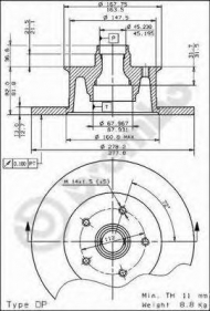 Тормозной диск BREMBO 08.2981.10