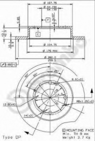 Тормозной диск BREMBO 08.9603.10