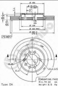 Тормозной диск BREMBO 09.7629.11