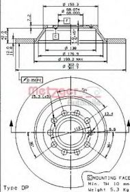 Тормозной диск METZGER 14850 V