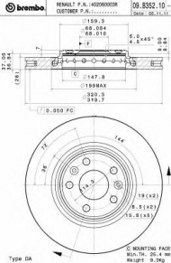 Тормозной диск BREMBO 09.B352.10