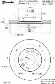 Тормозной диск BREMBO 09.B463.10