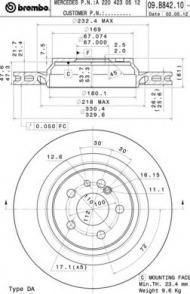 Тормозной диск BREMBO 09.B842.11