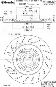 Тормозной диск BREMBO 09.B855.51