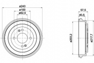 Тормозный барабан HELLA 8DT 355 301-881