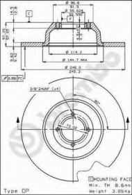 Тормозной диск BREMBO 08.2632.10