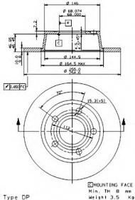 Тормозной диск BREMBO 08.9751.10