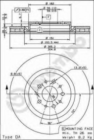 Тормозной диск BREMBO 09.6843.21