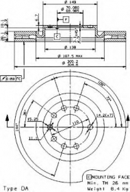 Тормозной диск BREMBO 09.9399.14