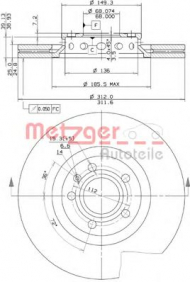 Тормозной диск METZGER 24801 V