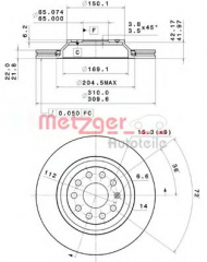 Тормозной диск METZGER 25084