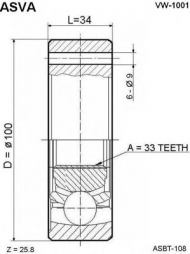 Шарнирный комплект ASVA VW-1001