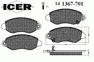 Комплект тормозных колодок ICER 141367-701