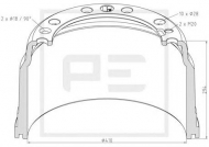 Тормозный барабан PE Automotive 146.134-00A
