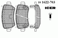Комплект тормозных колодок ICER 181622-703
